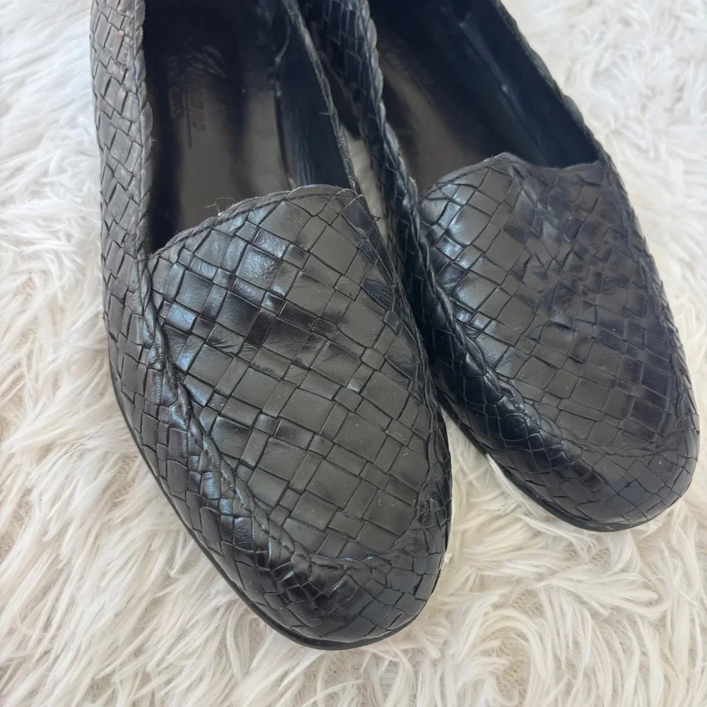 Vintage Bragano Cole Haan Woven Leather Loafers Black Men's Size 9D Italy Sample